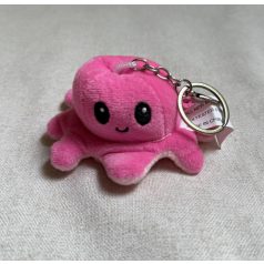 Kifordítható plüss polip kulcstartó / pink-rózsaszín