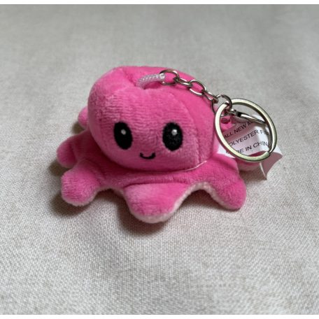 Kifordítható plüss polip kulcstartó / pink-rózsaszín