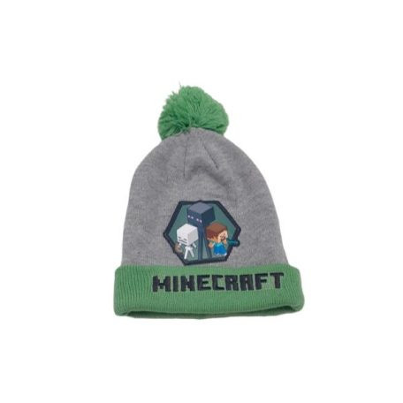 Minecraft bojtos téli sapka/ zöld-szürke