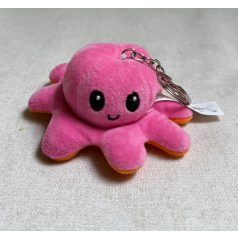 Kifordítható plüss polip kulcstartó / pink-narancs