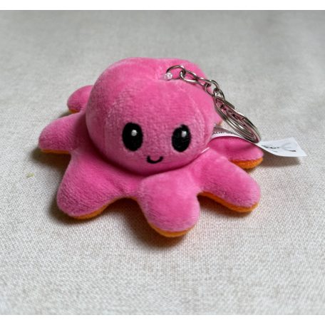 Kifordítható plüss polip kulcstartó / pink-narancs