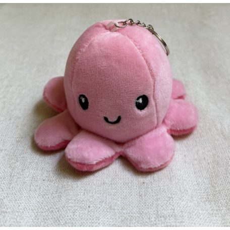 Kifordítható plüss polip kulcstartó nagy / rózsaszín-pink