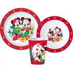Minnie és Mickey karácsonyi műanyag étkészlet