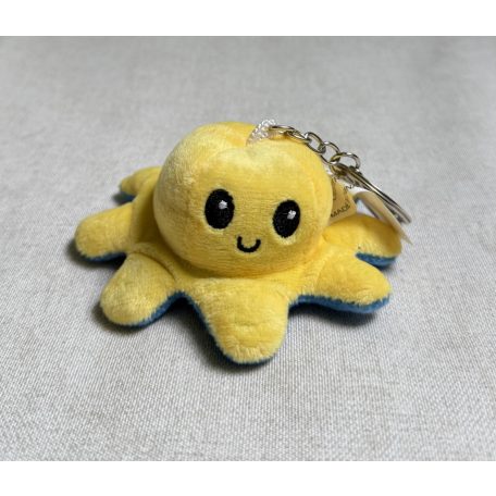 Kifordítható plüss polip kulcstartó / citrom-kék