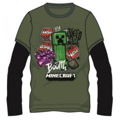Minecraft hosszú ujjú póló/ zöld-fekete