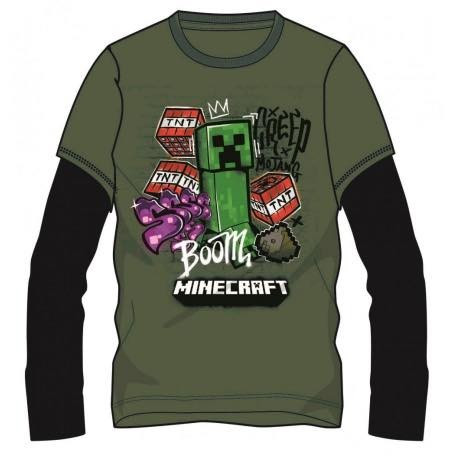 Minecraft hosszú ujjú póló/ zöld-fekete